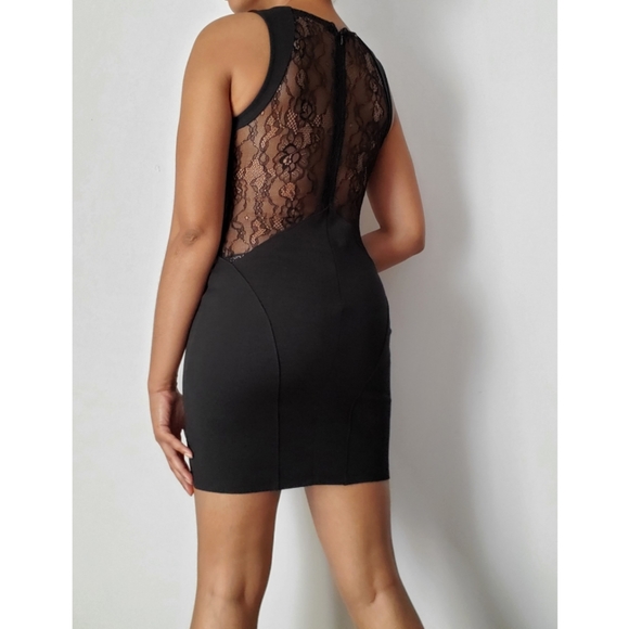 Black Dress, Mini Dress lace back, Size M - Picture 2 of 7